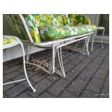 Outdoor Green & Yellow Chairs & Rocking Couch- great metal bases