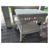 Patio Table w/ Wicker Side Table & Planter