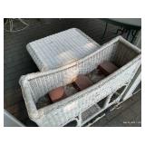 Patio Table w/ Wicker Side Table & Planter