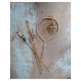 Vintage Bamboo Fishing Rods & Net