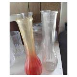 Shelf of Glasses, Vases, Jello Molds, Etc