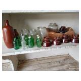 Shelf of Vintage Bottles, Jars & Porcelain Insulators