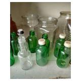 Shelf of Vintage Bottles, Jars & Porcelain Insulators
