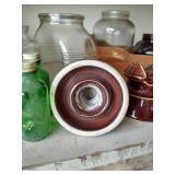 Shelf of Vintage Bottles, Jars & Porcelain Insulators