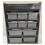 Vintage 10 drawer small parts storage bin with top storage and carrying handle