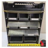 Vintage 10 drawer small parts storage bin with top storage and carrying handle