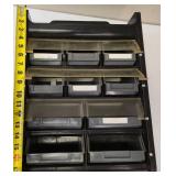 Vintage 10 drawer small parts storage bin with top storage and carrying handle