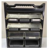 Vintage 10 drawer small parts storage bin with top storage and carrying handle