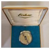 Vintage Fisher Butane Gas Lighter Medallion Abalone