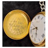 Vintage Wittnauer Geneve Fishing Scene Pocket Watch