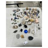 TABLE FULL OF CRYSTALS, GEODES, & ROCKS
