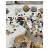 TABLE FULL OF CRYSTALS, GEODES, & ROCKS
