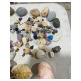 TABLE FULL OF CRYSTALS, GEODES, & ROCKS