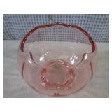 (EC1) Vintage Pink Glass Footed Bow...