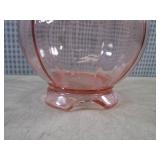 (EC1) Vintage Pink Glass Footed Bow...