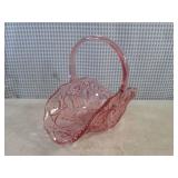 (BS) Vintage Pink Glass Basket with...