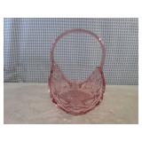 (BS) Vintage Pink Glass Basket with...