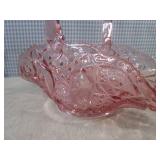 (BS) Vintage Pink Glass Basket with...