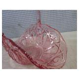 (BS) Vintage Pink Glass Basket with...