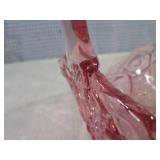 (BS) Vintage Pink Glass Basket with...