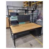 Lot of 10 Rolling Workbenches (559226) Butcher Block Tops on Metal Frames with Casters That Lock, See Description