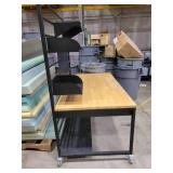 Lot of 10 Rolling Workbenches (559226) Butcher Block Tops on Metal Frames with Casters That Lock, See Description