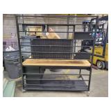 Lot of 10 Rolling Workbenches (559226) Butcher Block Tops on Metal Frames with Casters That Lock, See Description