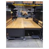 Lot of 10 Rolling Workbenches (559226) Butcher Block Tops on Metal Frames with Casters That Lock, See Description