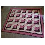 Homemade Maroon & Cream Quilt- Like New