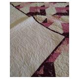 Homemade Maroon & Cream Quilt- Like New