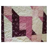 Homemade Maroon & Cream Quilt- Like New