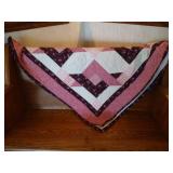 Homemade Maroon & Cream Quilt- Like New