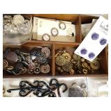 Lot of Metal Buttons, Danish Hooks, Etc
