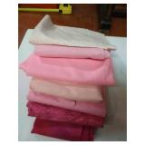 Seven Large Cuts of Pink Materials, 3-4 Yards Each
