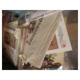 Box of Crosstitch Patterns, Kits, Christmas Patterns, & Aida Cloth