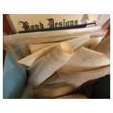 Box of Crosstitch Patterns, Kits, Christmas Patterns, & Aida Cloth