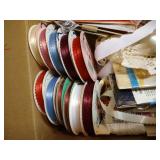 Two Boxes of Satin & Gifting Ribbons, Trim, Binding, Etc.