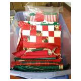 Tote of Holiday Materials & Quilting Pieces/Blocks