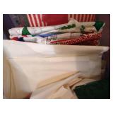 Tote of Holiday Materials & Quilting Pieces/Blocks