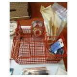 Wire Organizer w/ Crosstitch Kits, Sewing Notions, Hoops, Etc