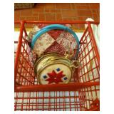 Wire Organizer w/ Crosstitch Kits, Sewing Notions, Hoops, Etc