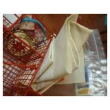 Wire Organizer w/ Crosstitch Kits, Sewing Notions, Hoops, Etc