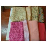 Eight Pieces of Cotton Print Fabrics, Each 3-4 Yards