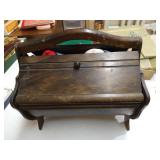 Vintage Sewing Box w/ Yarn, Stork Embroidery Scissors, Threads, Etc