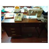 Singer Touch n Sew  700 series w/ Original Desk, Books, Bobbins, Cams, Extra Foot, Etc