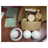 Craft Bin- Floral Foam, Styrofoam Balls, Wood Boxes, Spools, Etc
