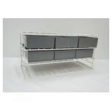 metal organizing shelf 20"x9"x10" with 6 plastic drawers