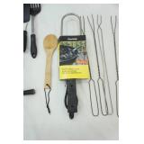 Electric Charcoal Starter, Grilling Utensils, Skewers, Vintage Meat Grinder