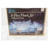 Anchor Hocking 18pc punch bowl set & glass cake stand