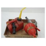 1 gallon gas can (w/gas) & 2 funnels